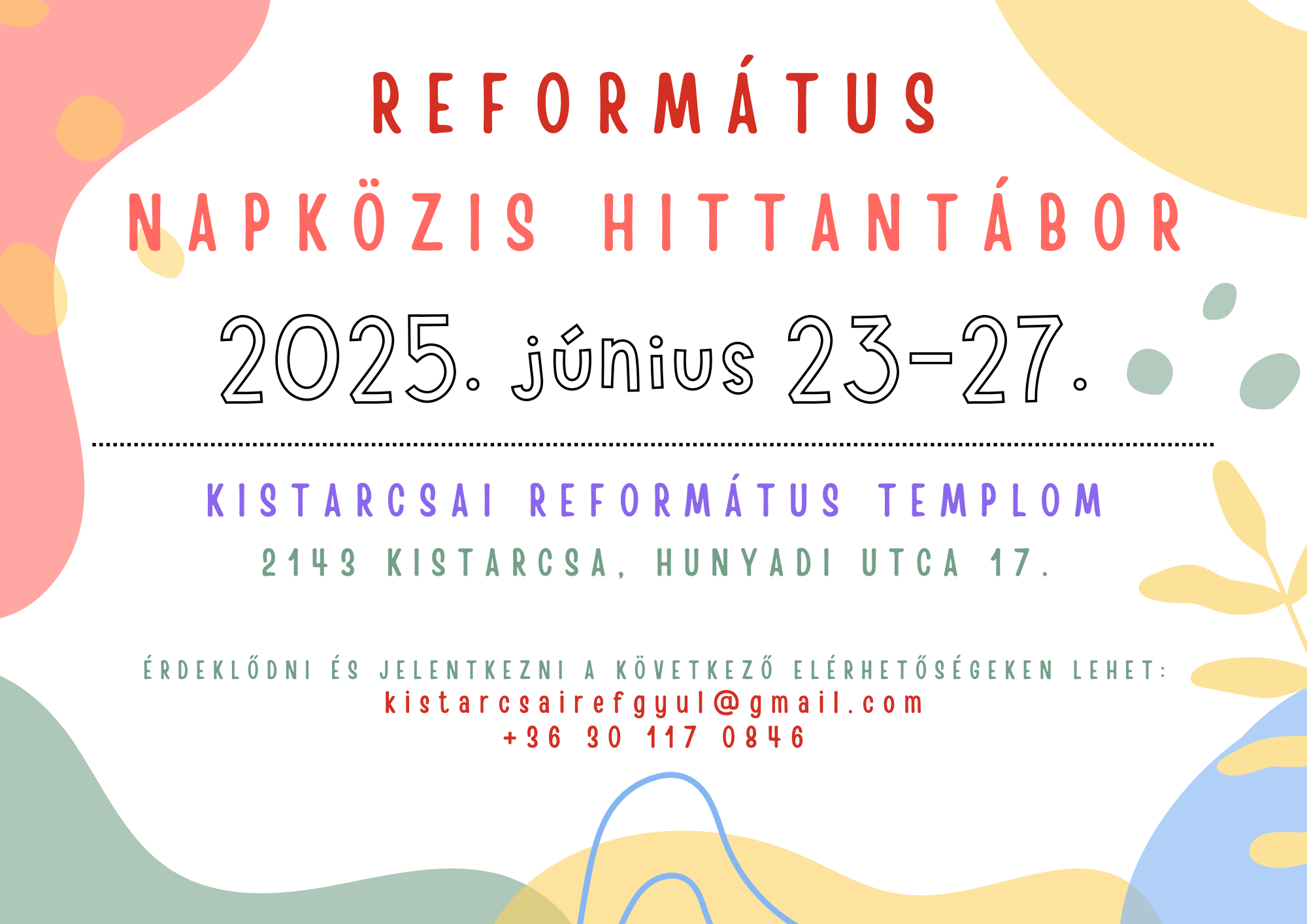 Református Napközis Hittantábor – Kistarcsa, 2025.